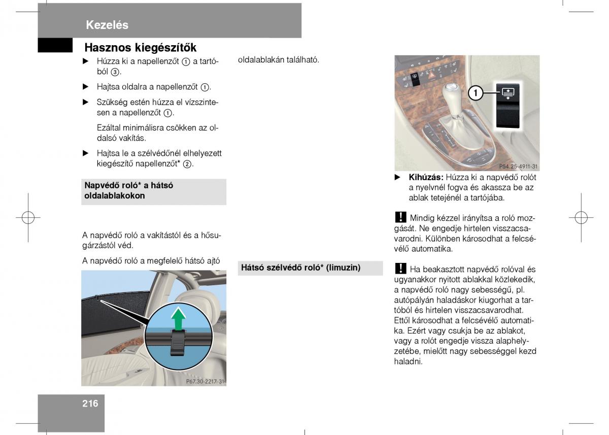 Mercedes Benz E Class W211 Kezelesi utmutato / page 218