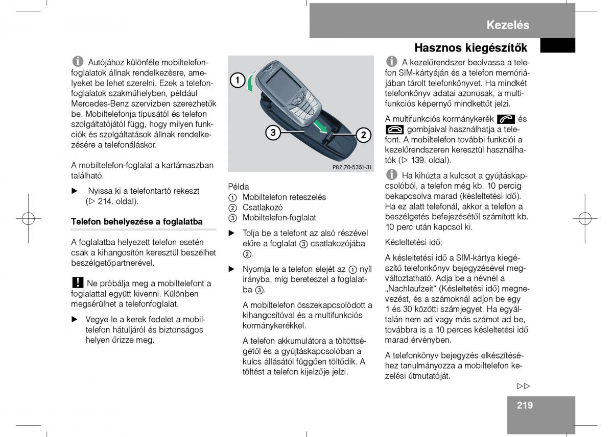 Mercedes Benz E Class W211 Kezelesi utmutato / page 221