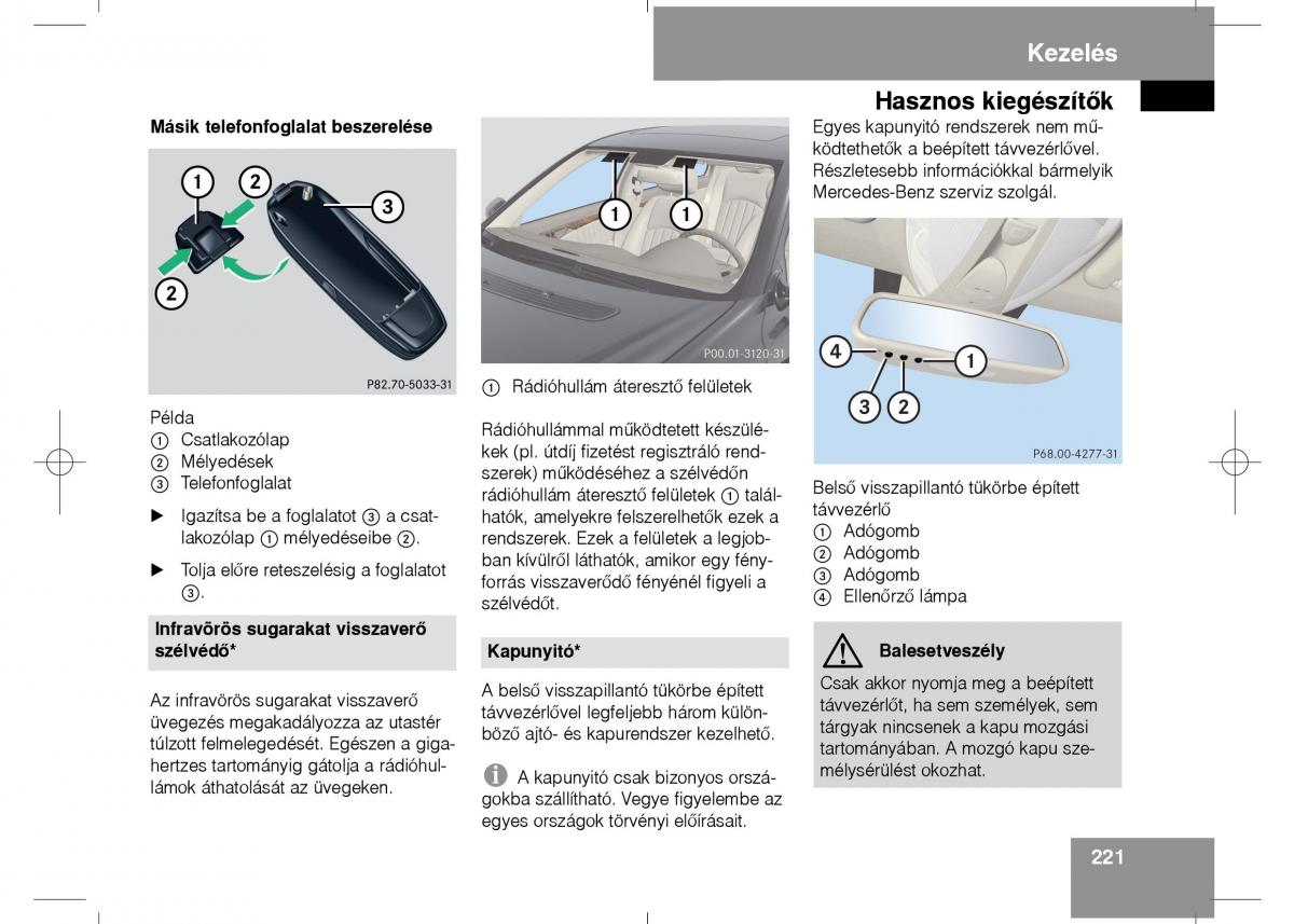 Mercedes Benz E Class W211 Kezelesi utmutato / page 223