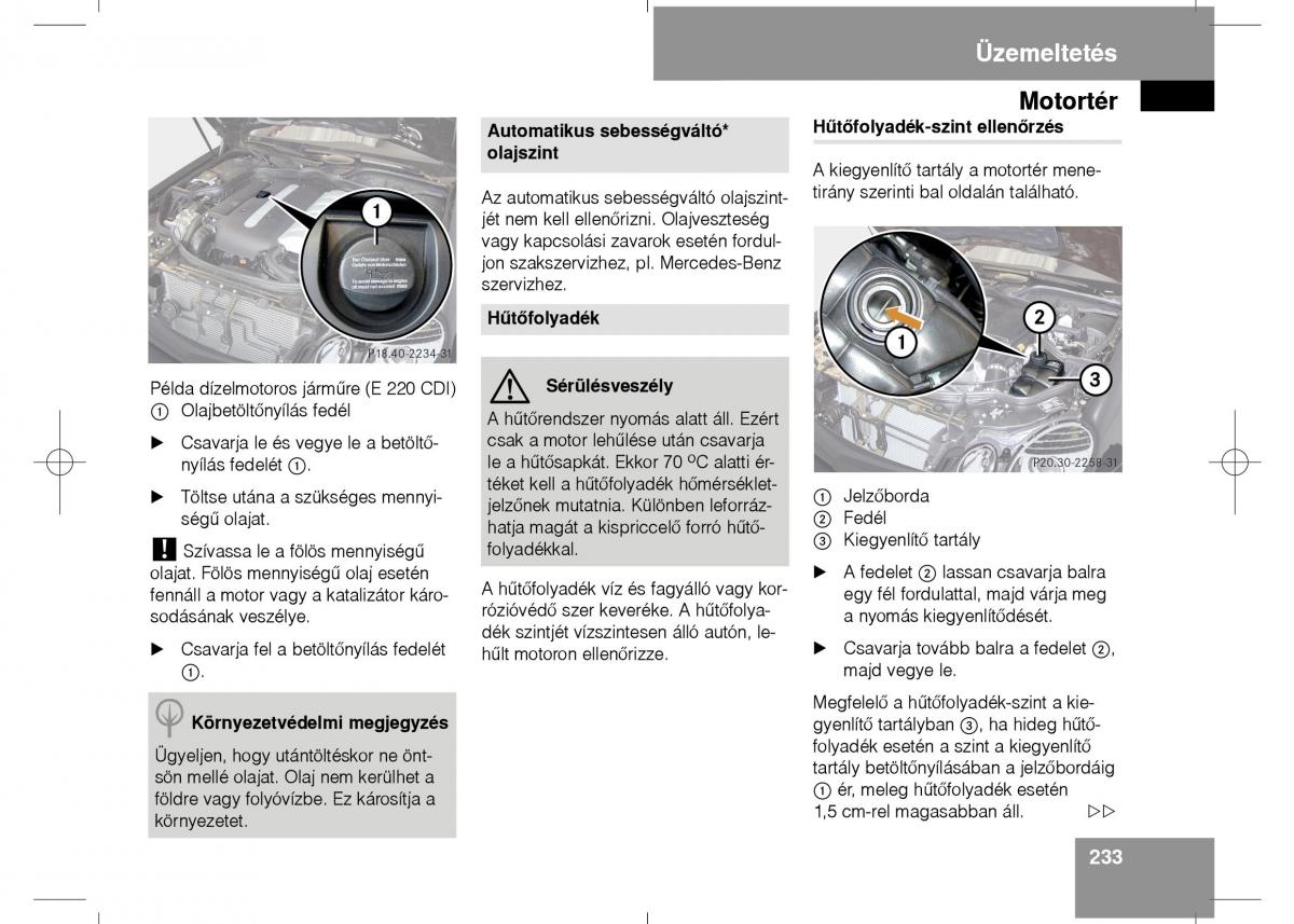 Mercedes Benz E Class W211 Kezelesi utmutato / page 235