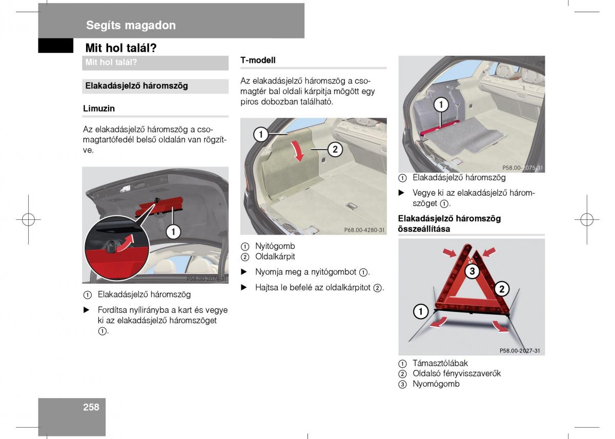 Mercedes Benz E Class W211 Kezelesi utmutato / page 260