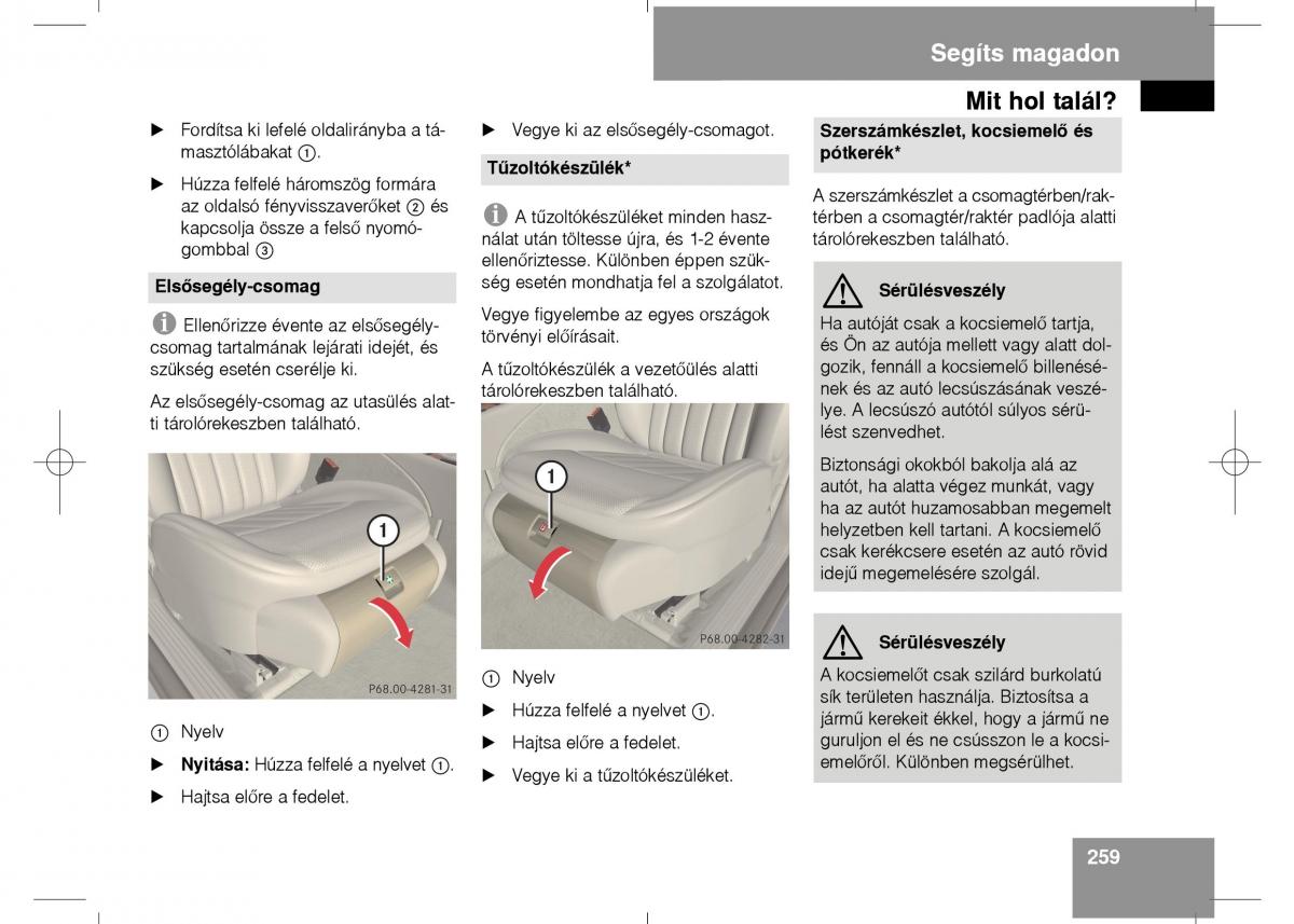 Mercedes Benz E Class W211 Kezelesi utmutato / page 261