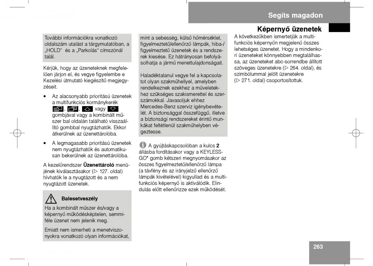 Mercedes Benz E Class W211 Kezelesi utmutato / page 265