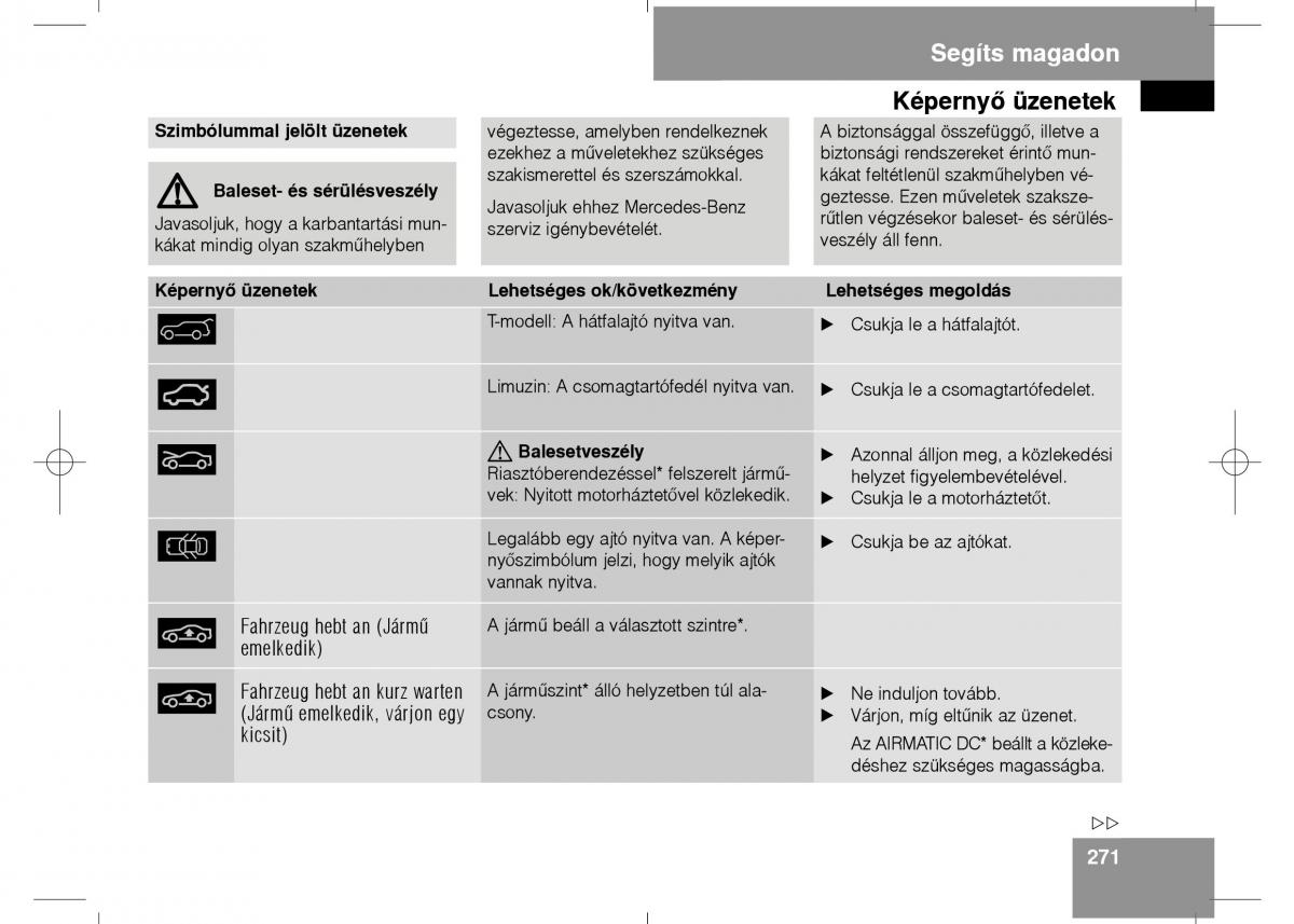 Mercedes Benz E Class W211 Kezelesi utmutato / page 273