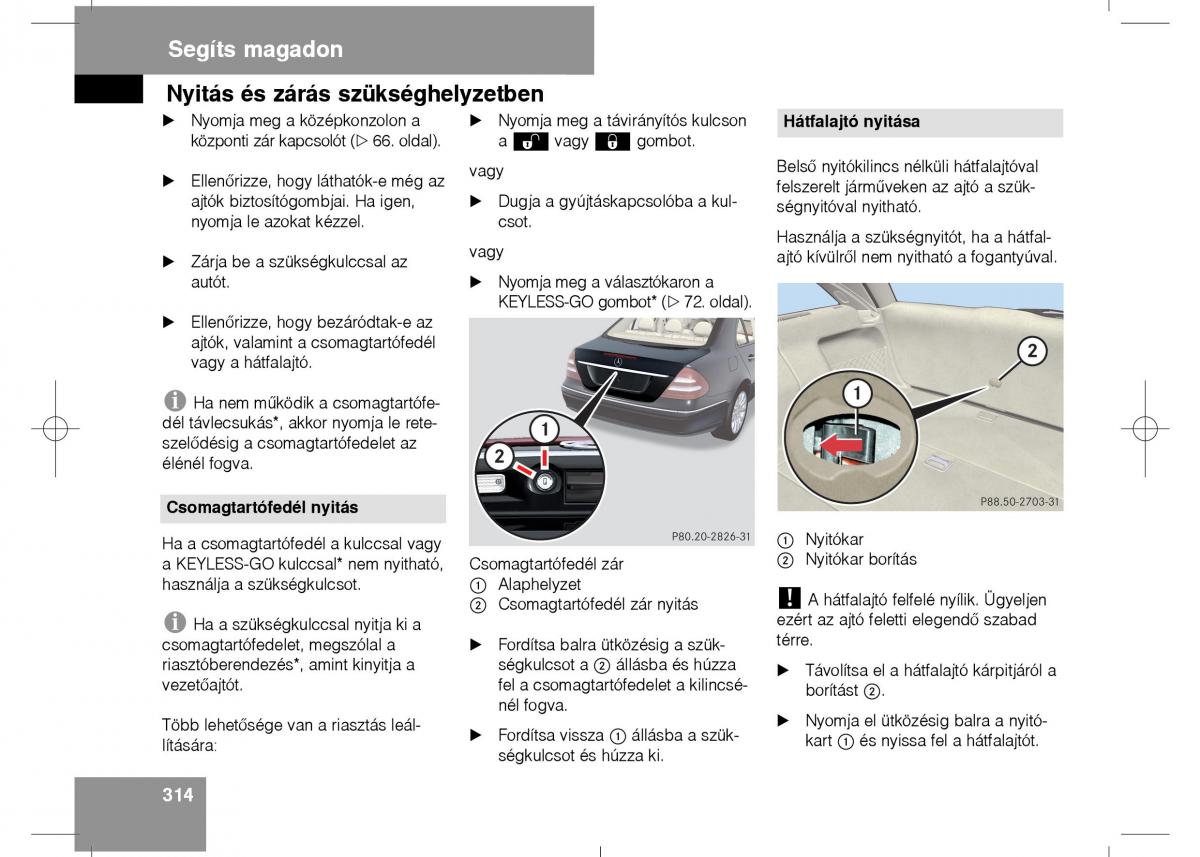 Mercedes Benz E Class W211 Kezelesi utmutato / page 316