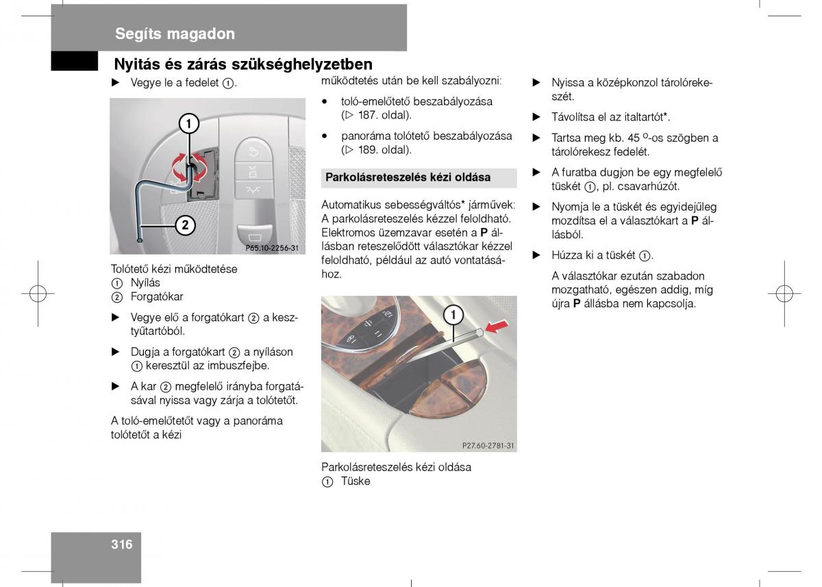 Mercedes Benz E Class W211 Kezelesi utmutato / page 318