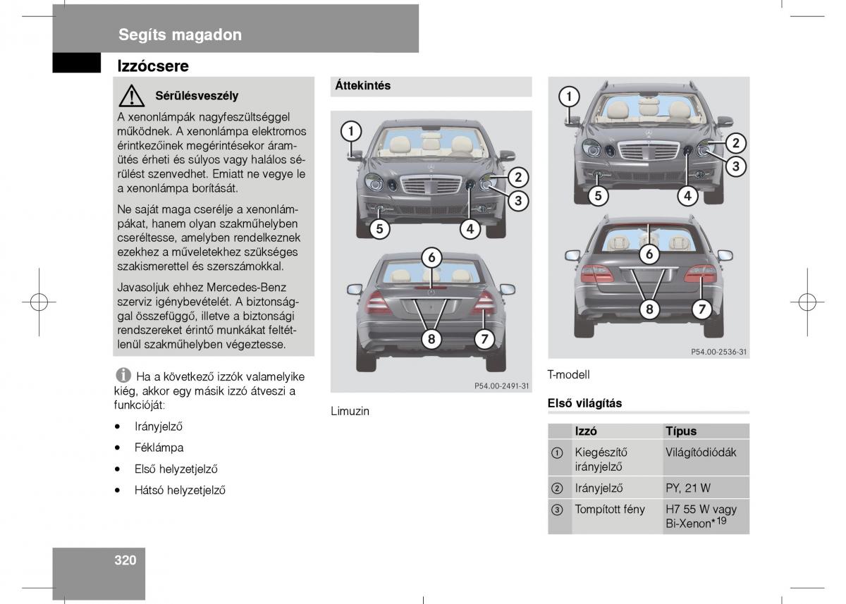 Mercedes Benz E Class W211 Kezelesi utmutato / page 322