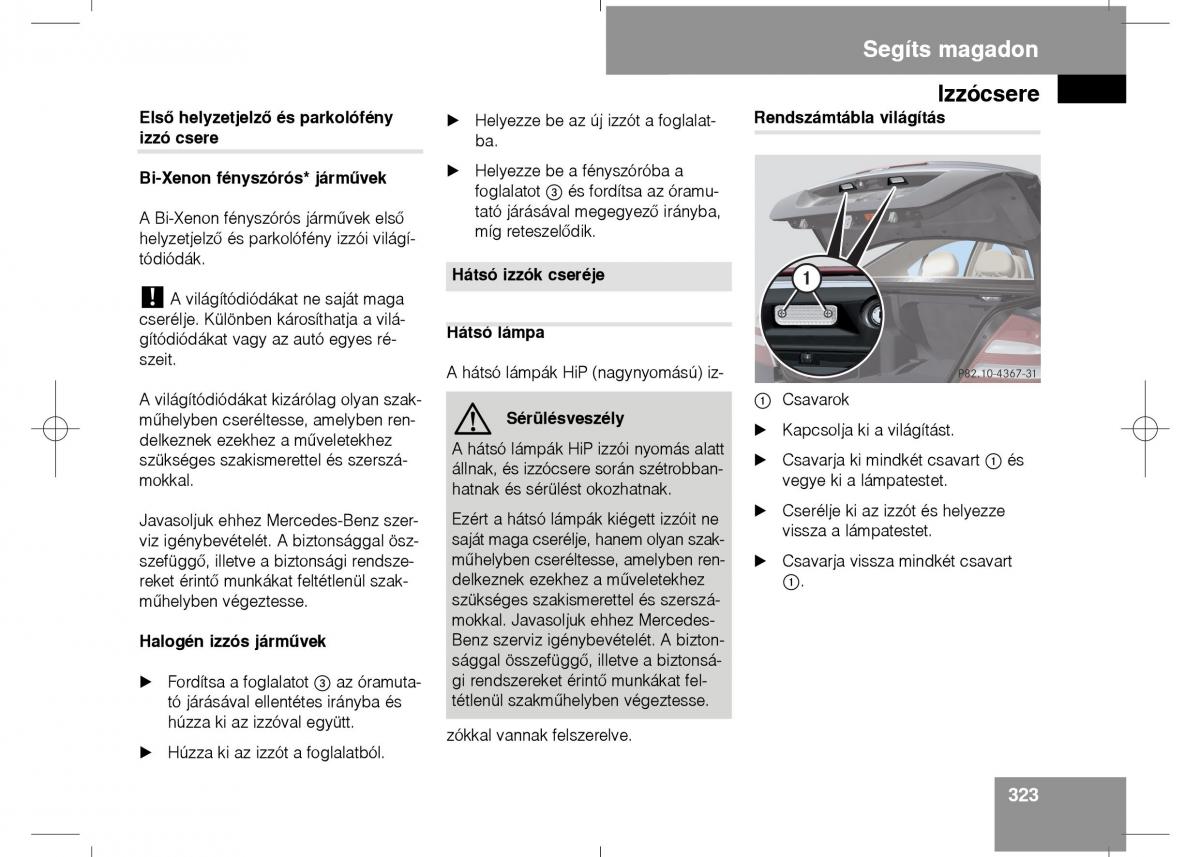 Mercedes Benz E Class W211 Kezelesi utmutato / page 325