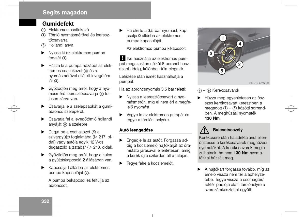 Mercedes Benz E Class W211 Kezelesi utmutato / page 334