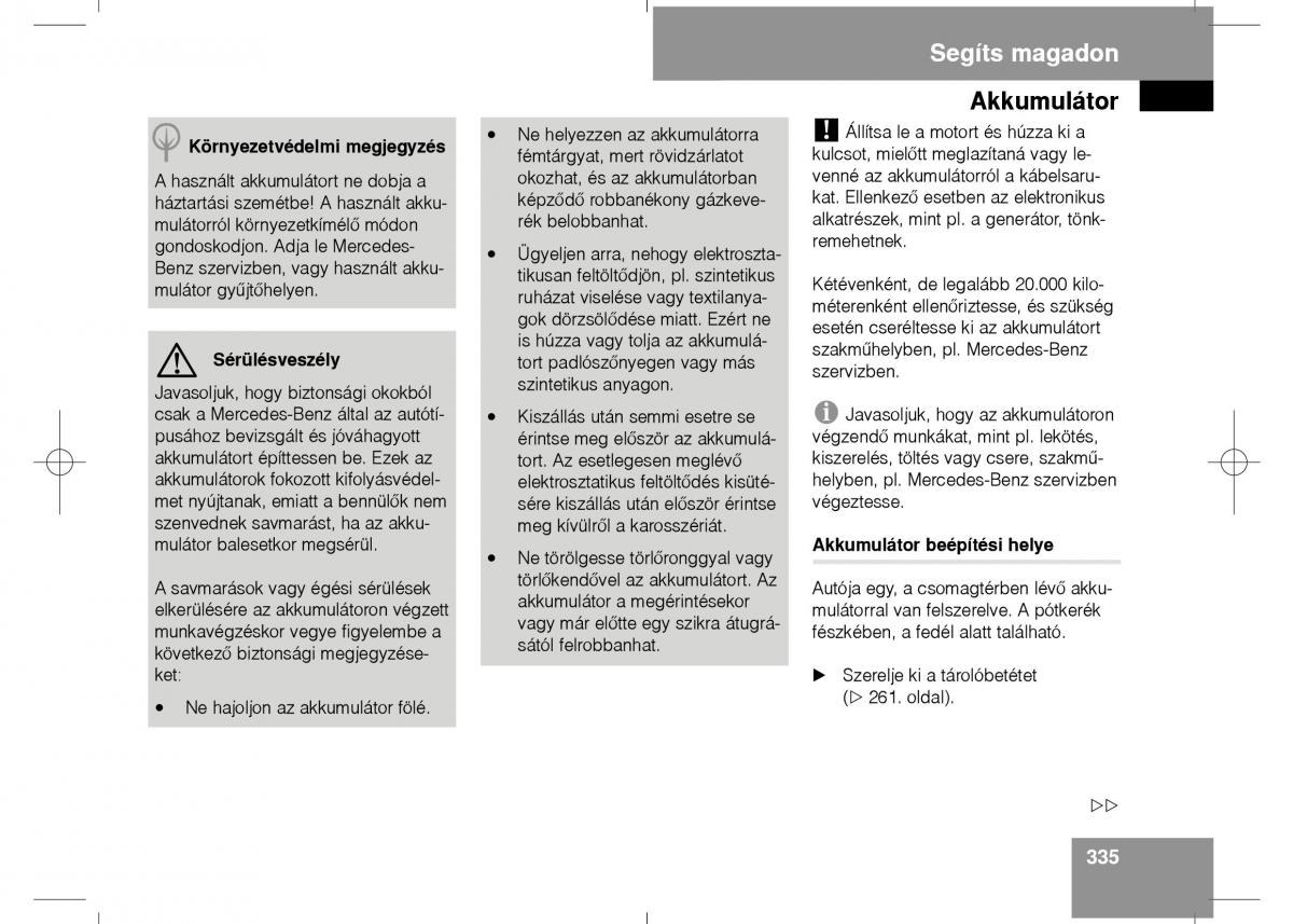 Mercedes Benz E Class W211 Kezelesi utmutato / page 337