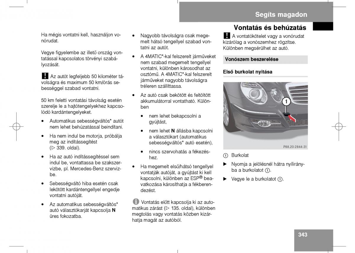 Mercedes Benz E Class W211 Kezelesi utmutato / page 345