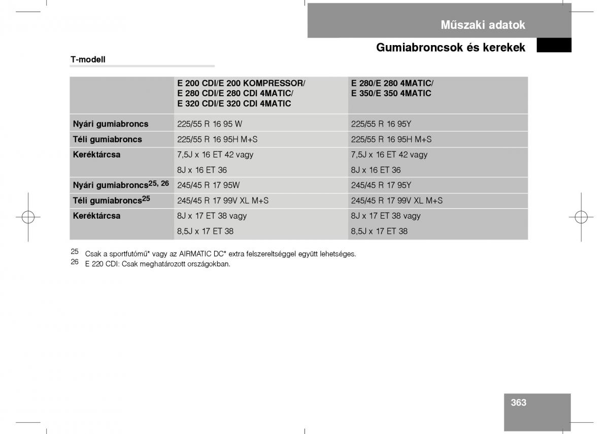 Mercedes Benz E Class W211 Kezelesi utmutato / page 365