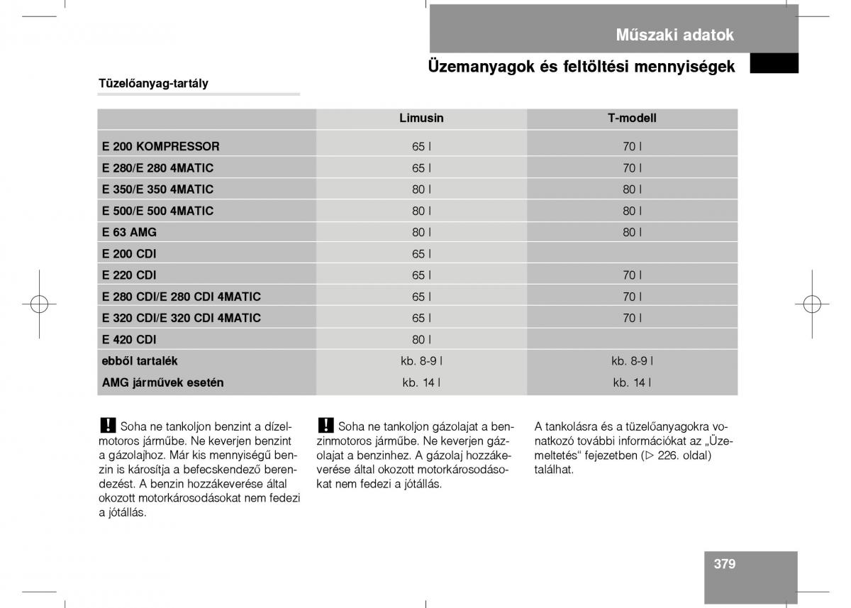 Mercedes Benz E Class W211 Kezelesi utmutato / page 381