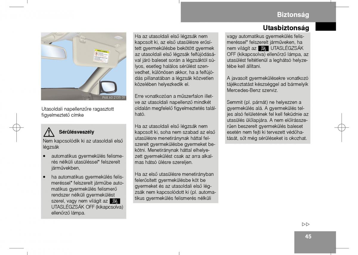 Mercedes Benz E Class W211 Kezelesi utmutato / page 47