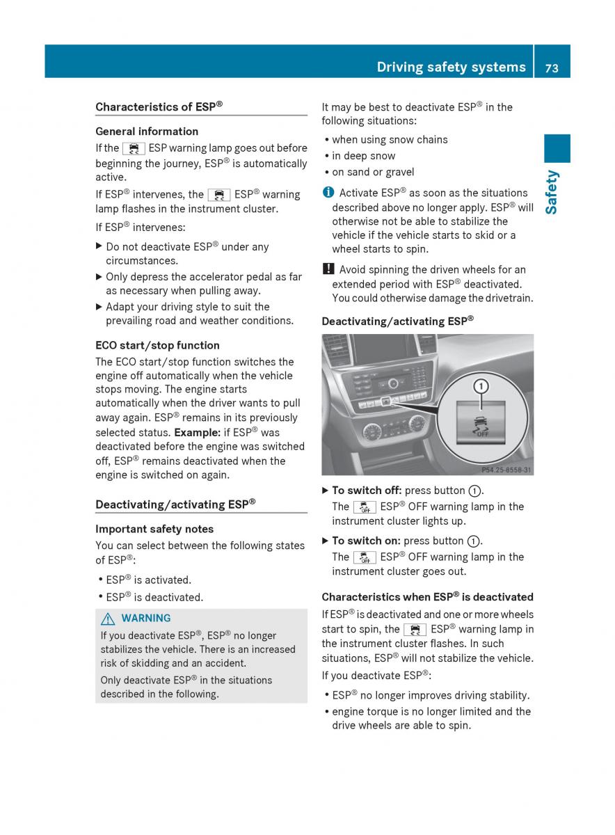 Mercedes Benz GL Class X166 owners manual / page 75