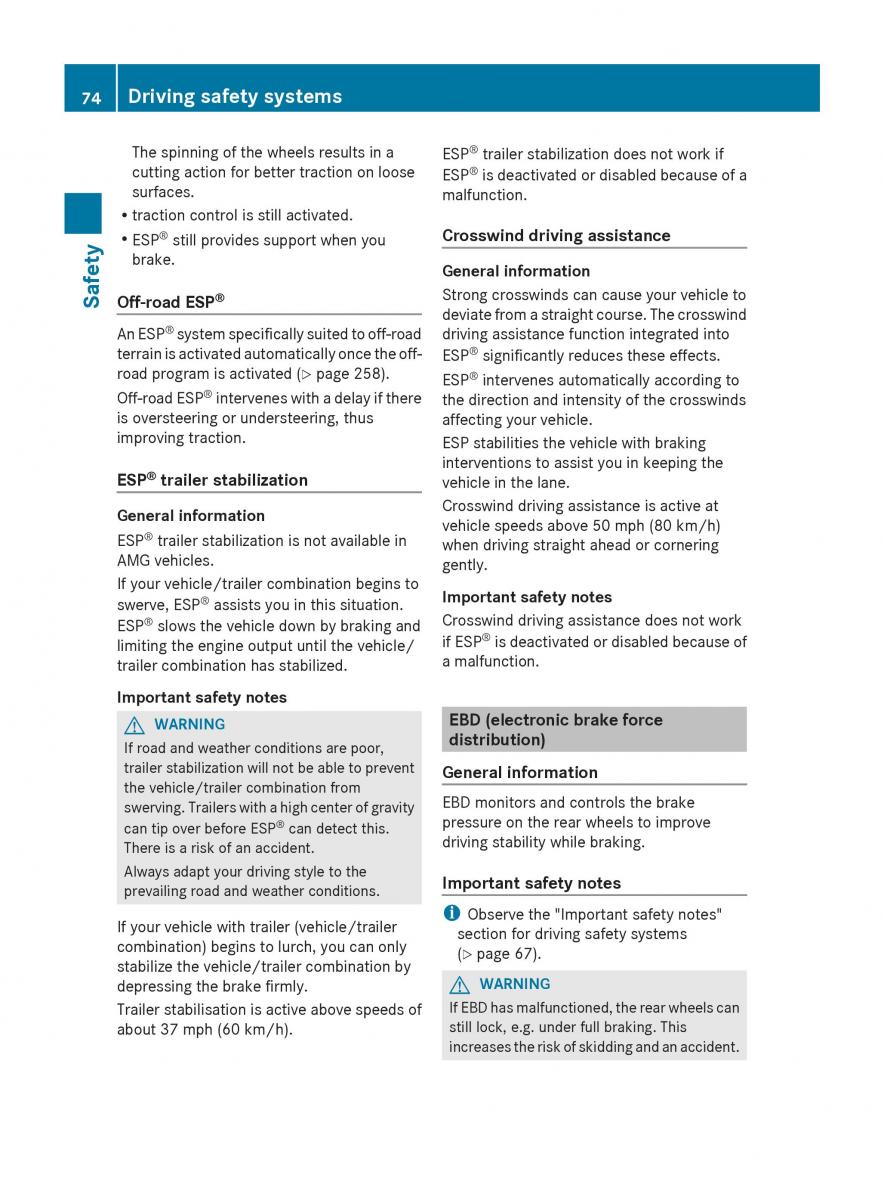 Mercedes Benz GL Class X166 owners manual / page 76