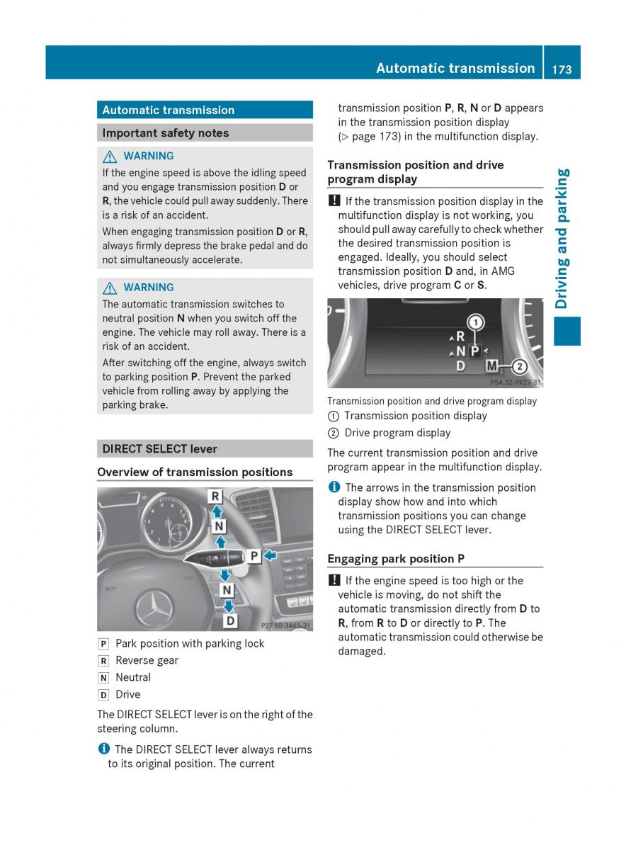 Mercedes Benz GL Class X166 owners manual / page 175