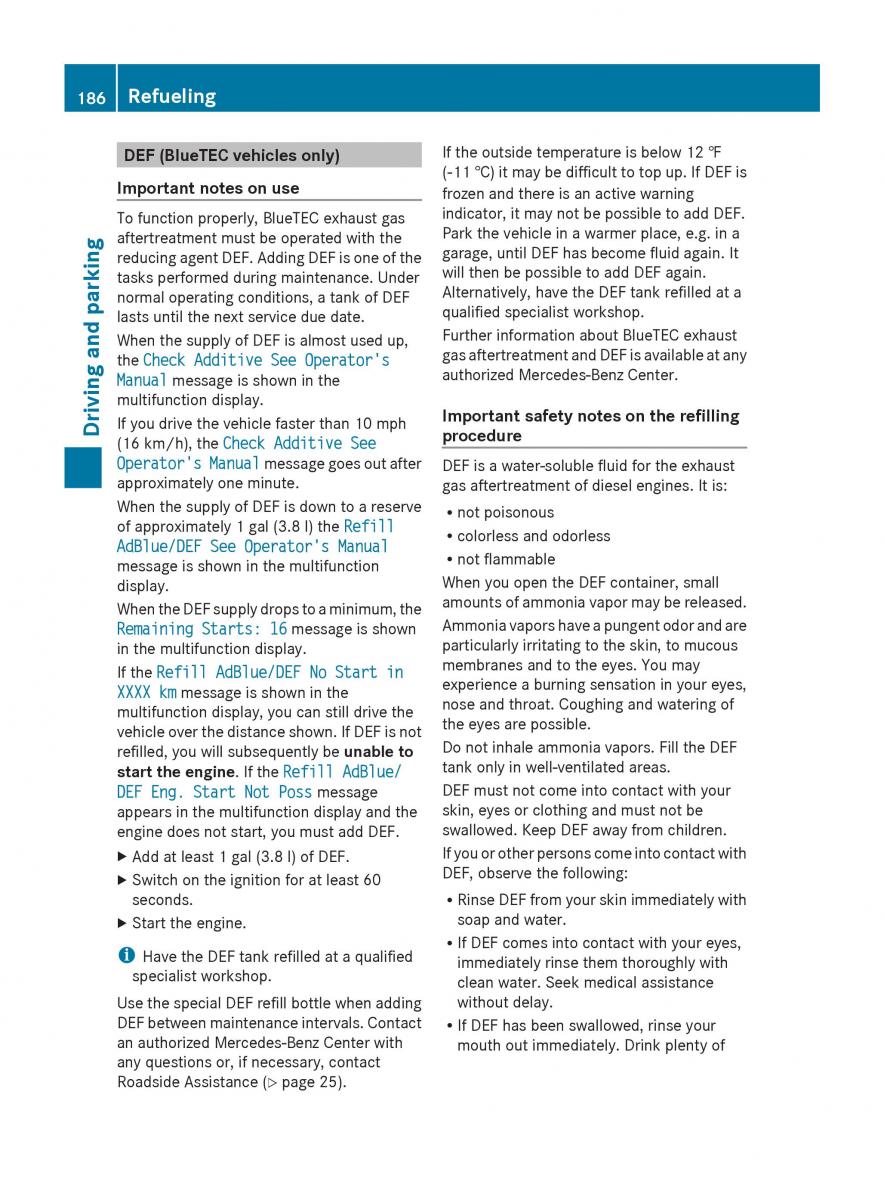 Mercedes Benz GL Class X166 owners manual / page 188