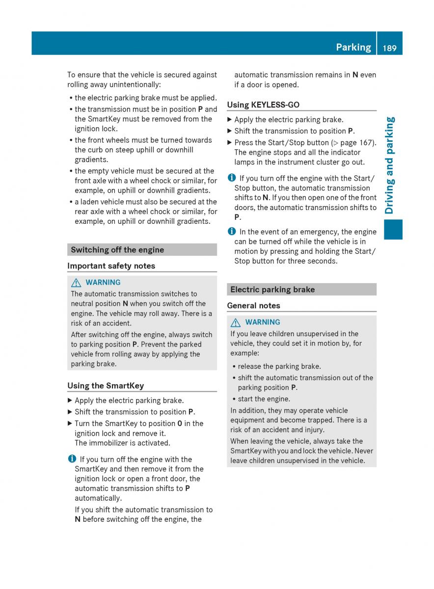 Mercedes Benz GL Class X166 owners manual / page 191