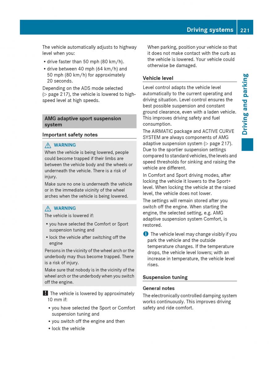 Mercedes Benz GL Class X166 owners manual / page 223