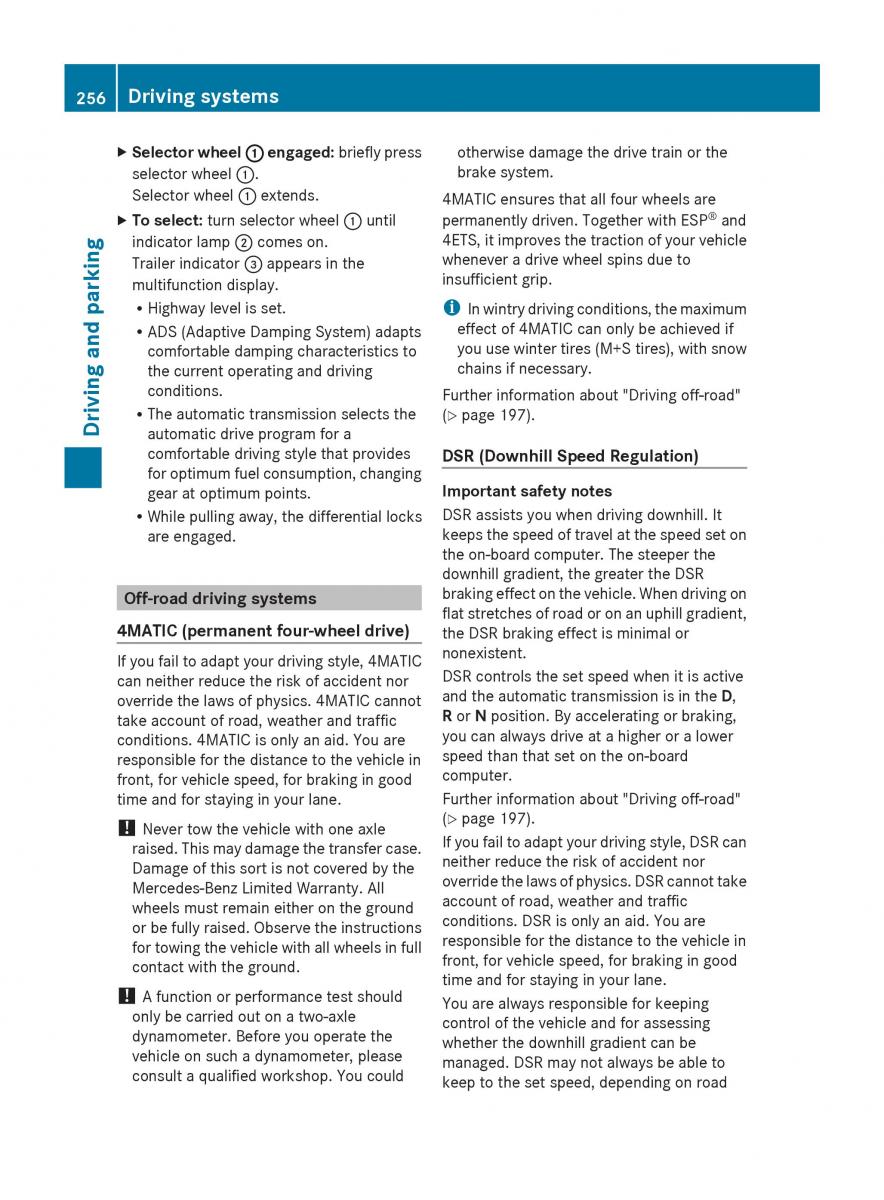 Mercedes Benz GL Class X166 owners manual / page 258