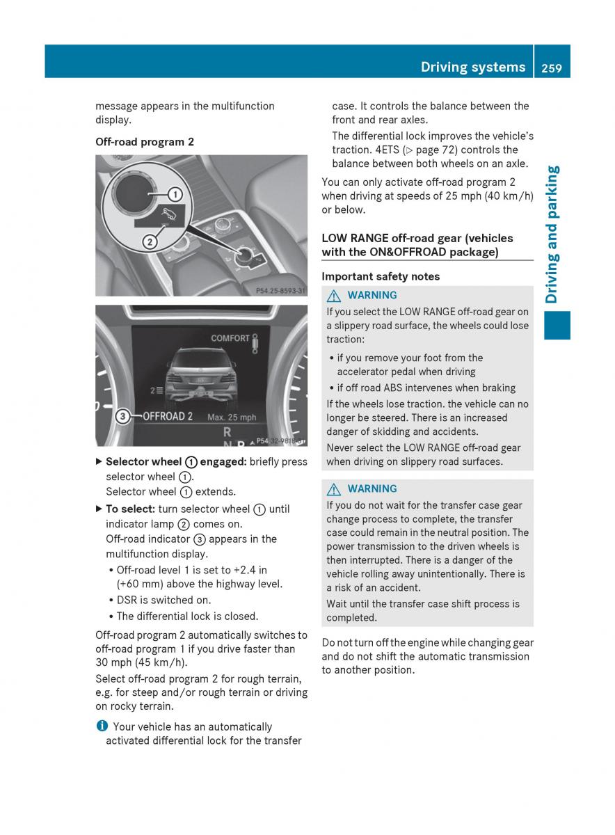 Mercedes Benz GL Class X166 owners manual / page 261