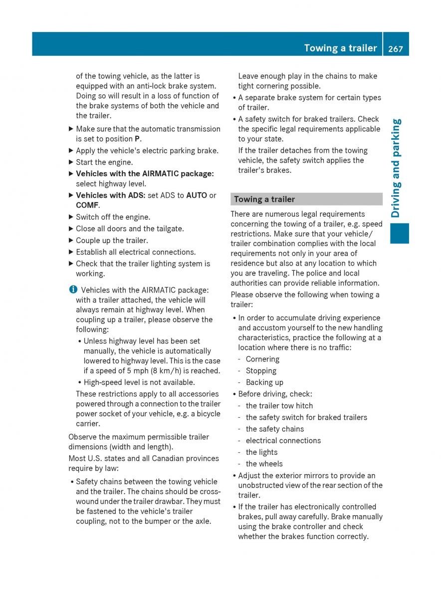 Mercedes Benz GL Class X166 owners manual / page 269