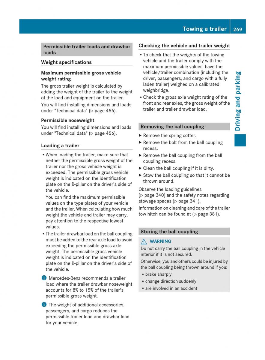 Mercedes Benz GL Class X166 owners manual / page 271