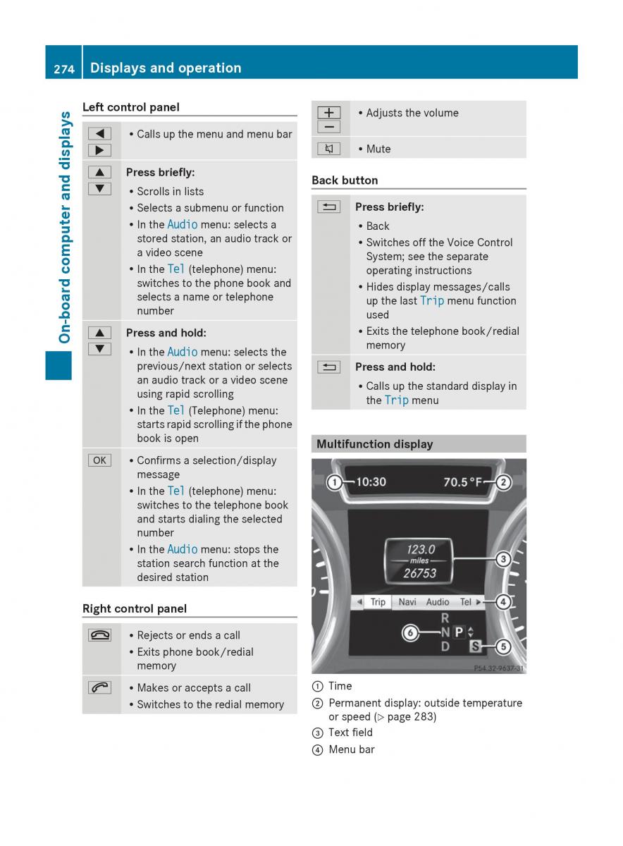 Mercedes Benz GL Class X166 owners manual / page 276