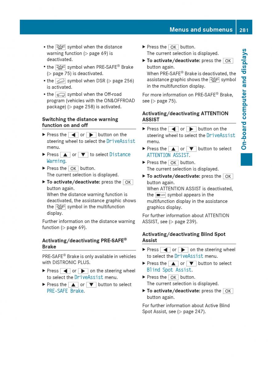 Mercedes Benz GL Class X166 owners manual / page 283