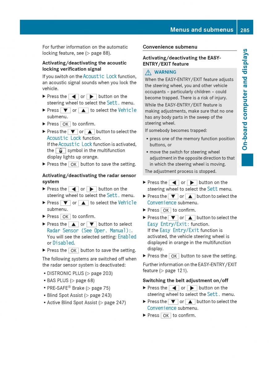 Mercedes Benz GL Class X166 owners manual / page 287