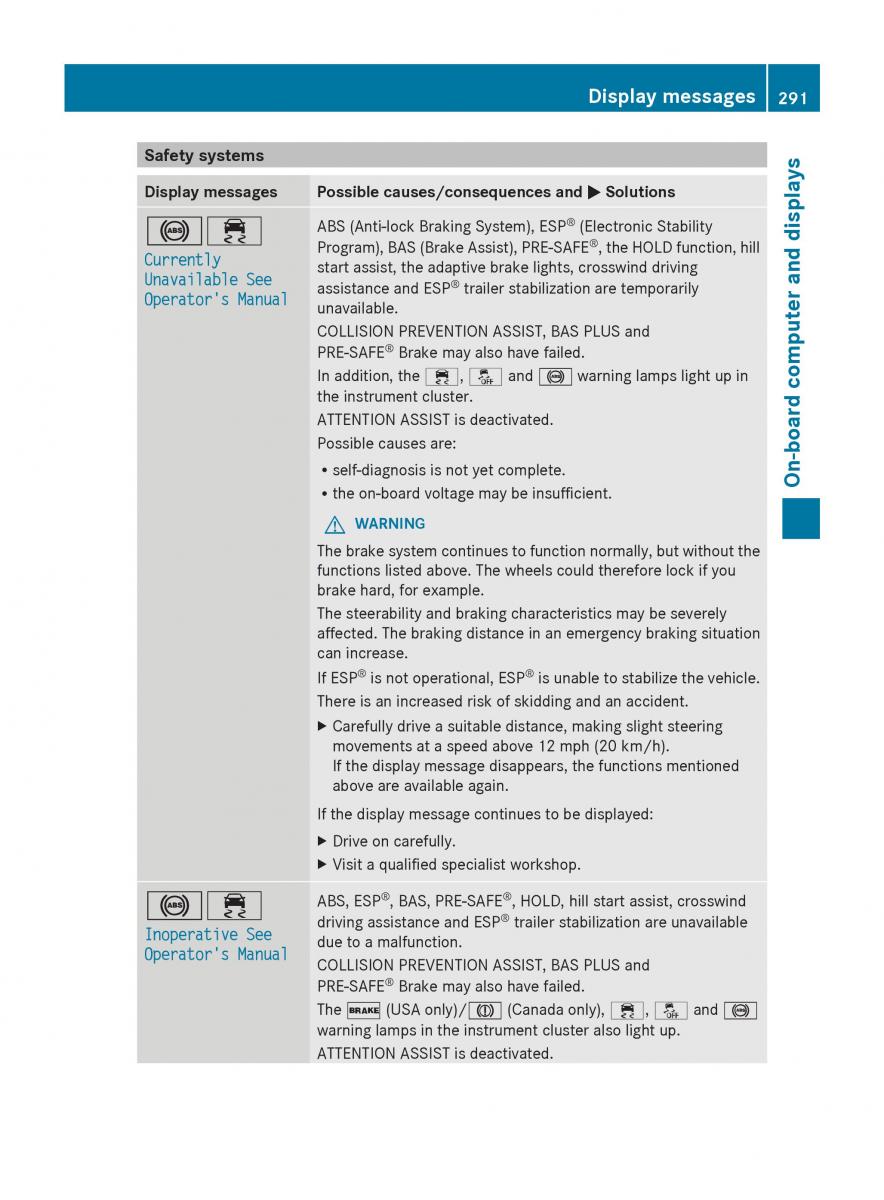 Mercedes Benz GL Class X166 owners manual / page 293