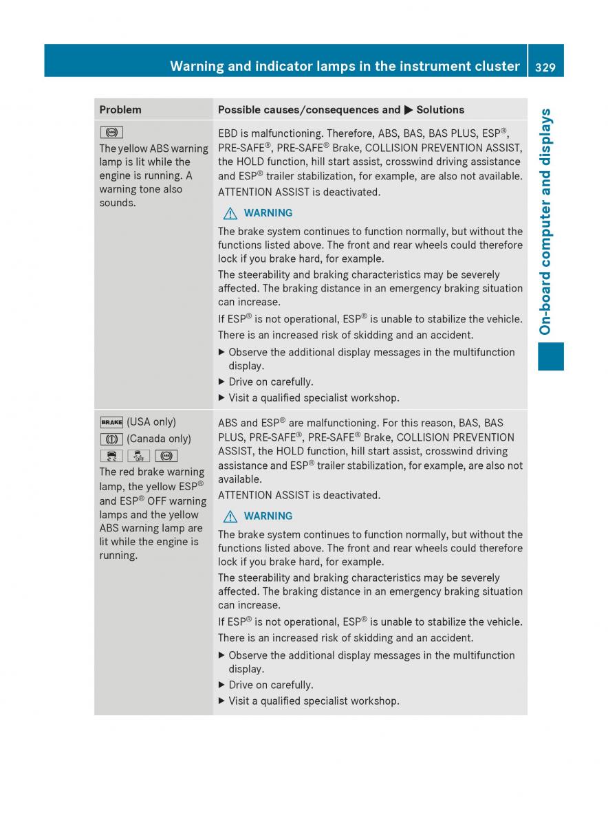 Mercedes Benz GL Class X166 owners manual / page 331