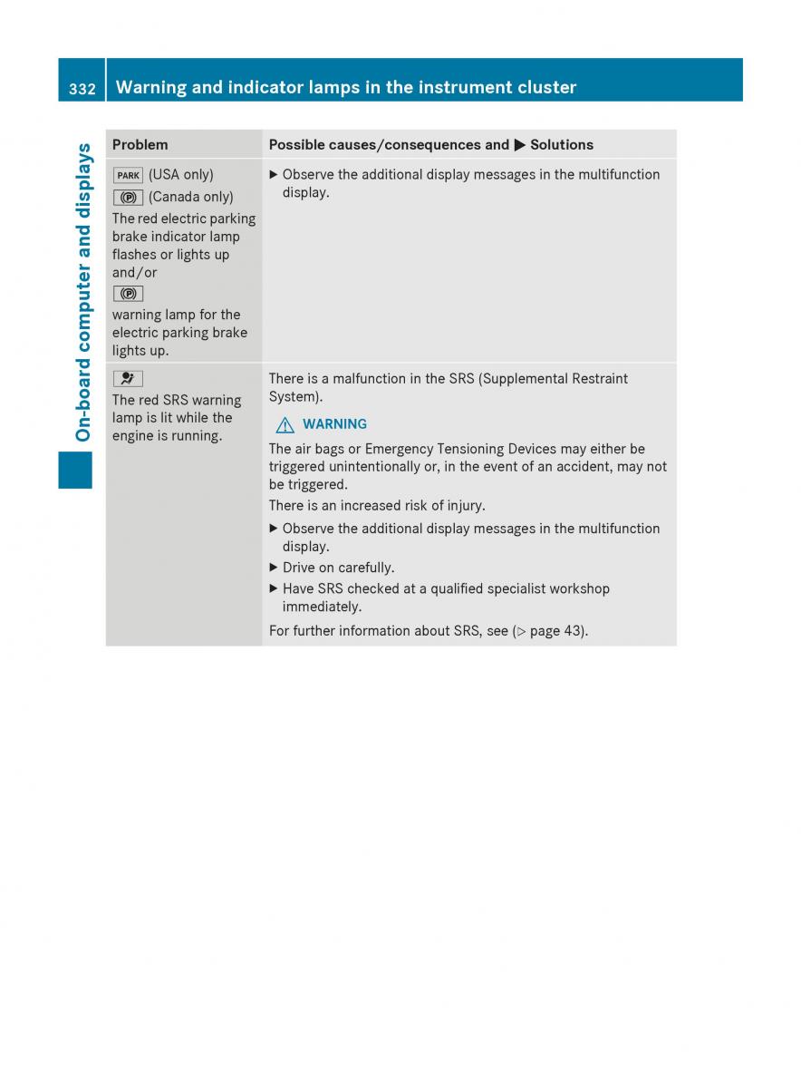 Mercedes Benz GL Class X166 owners manual / page 334