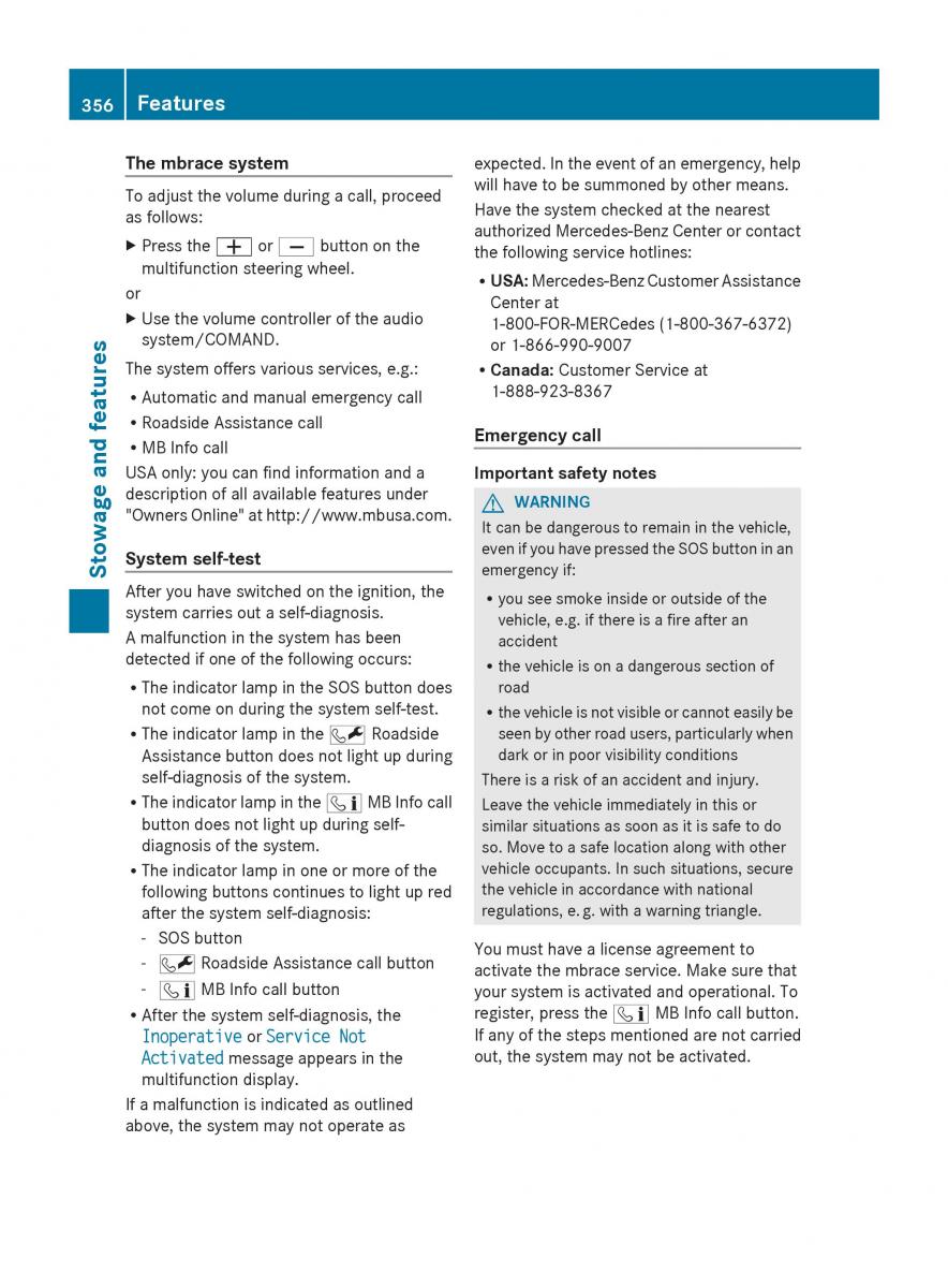 Mercedes Benz GL Class X166 owners manual / page 358