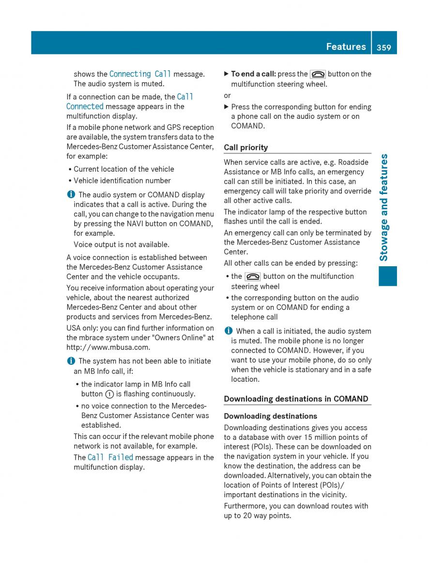 Mercedes Benz GL Class X166 owners manual / page 361