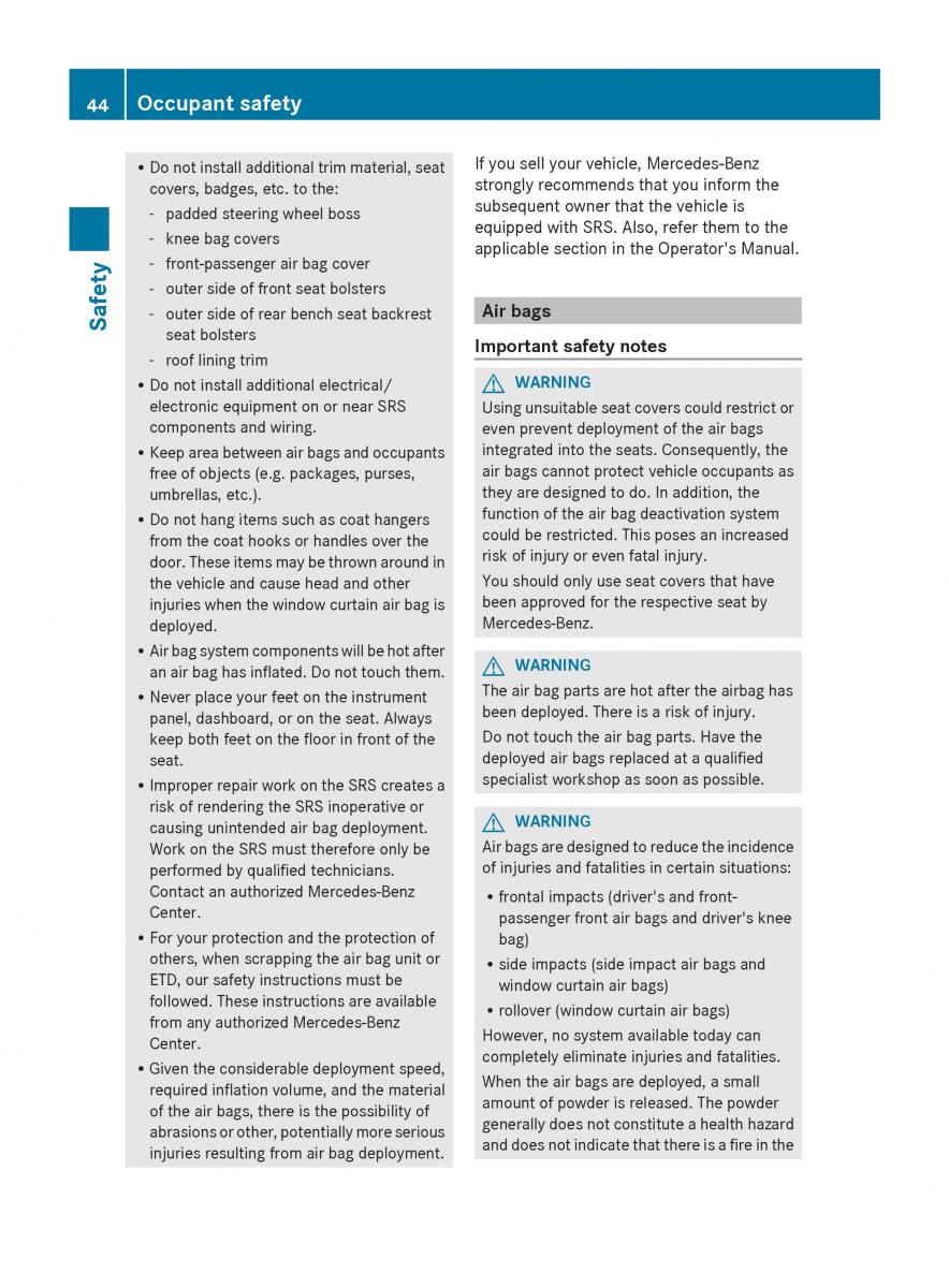 Mercedes Benz GL Class X166 owners manual / page 46