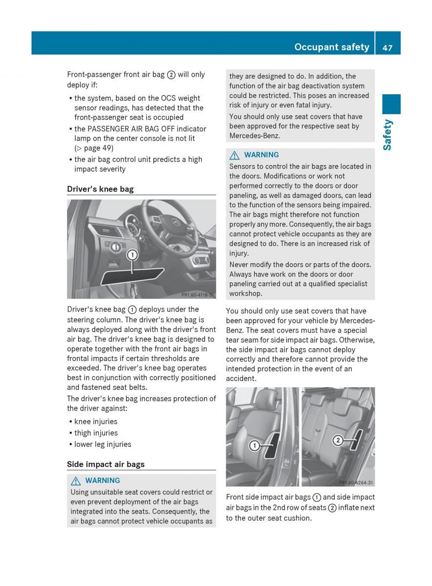 Mercedes Benz GL Class X166 owners manual / page 49