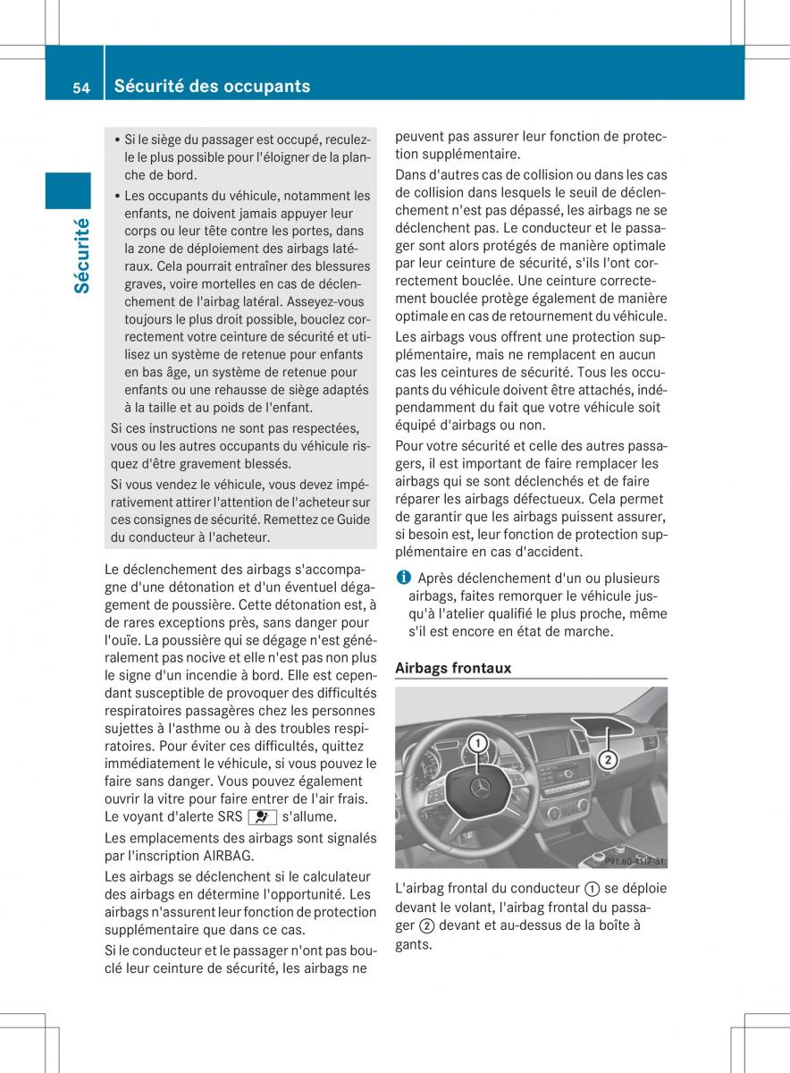 Mercedes Benz GL Class X166 manuel du proprietaire / page 56