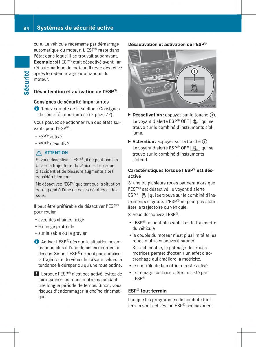 Mercedes Benz GL Class X166 manuel du proprietaire / page 86