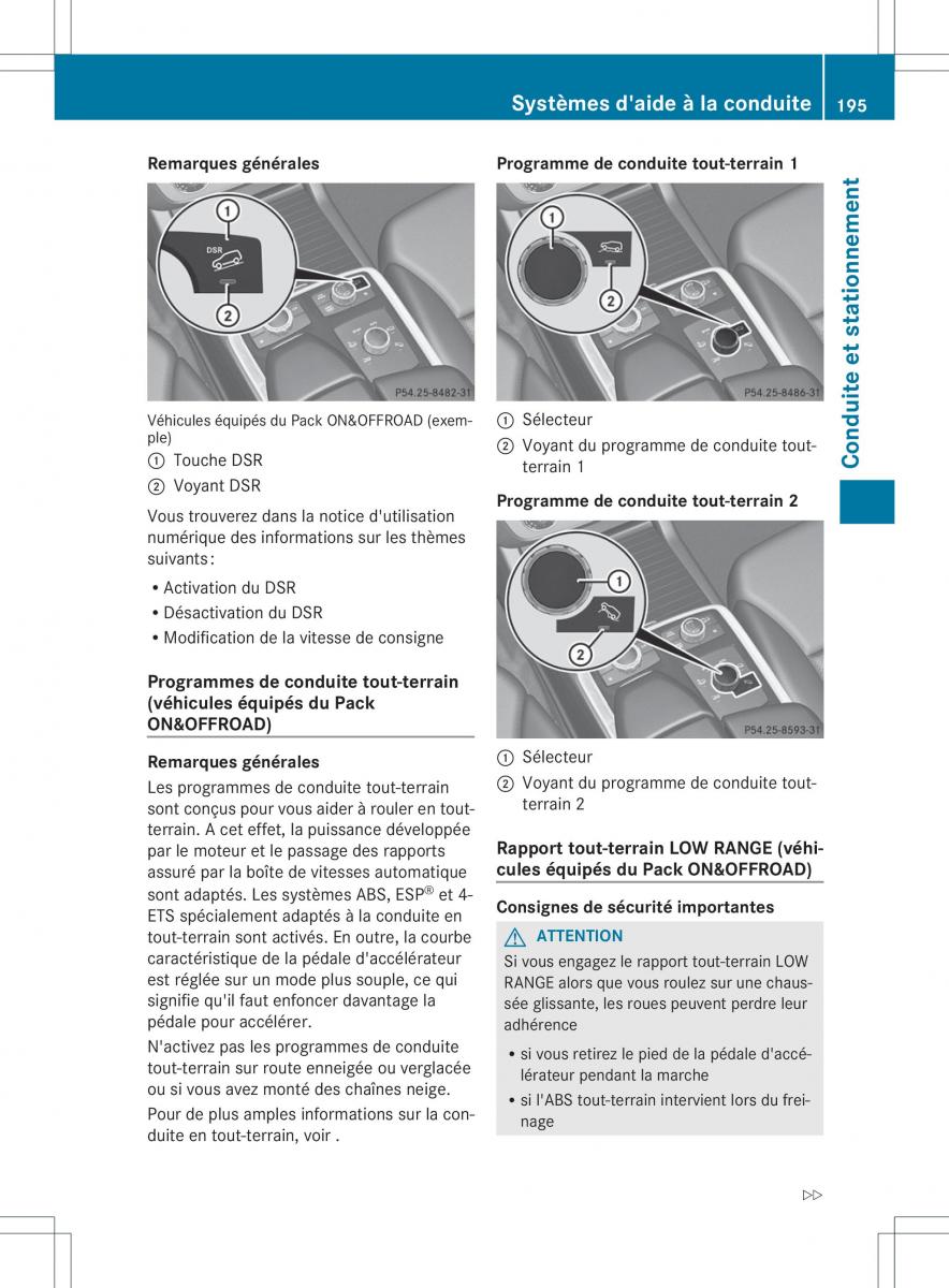 Mercedes Benz GL Class X166 manuel du proprietaire / page 197