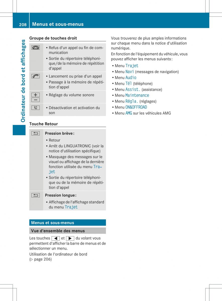 Mercedes Benz GL Class X166 manuel du proprietaire / page 210