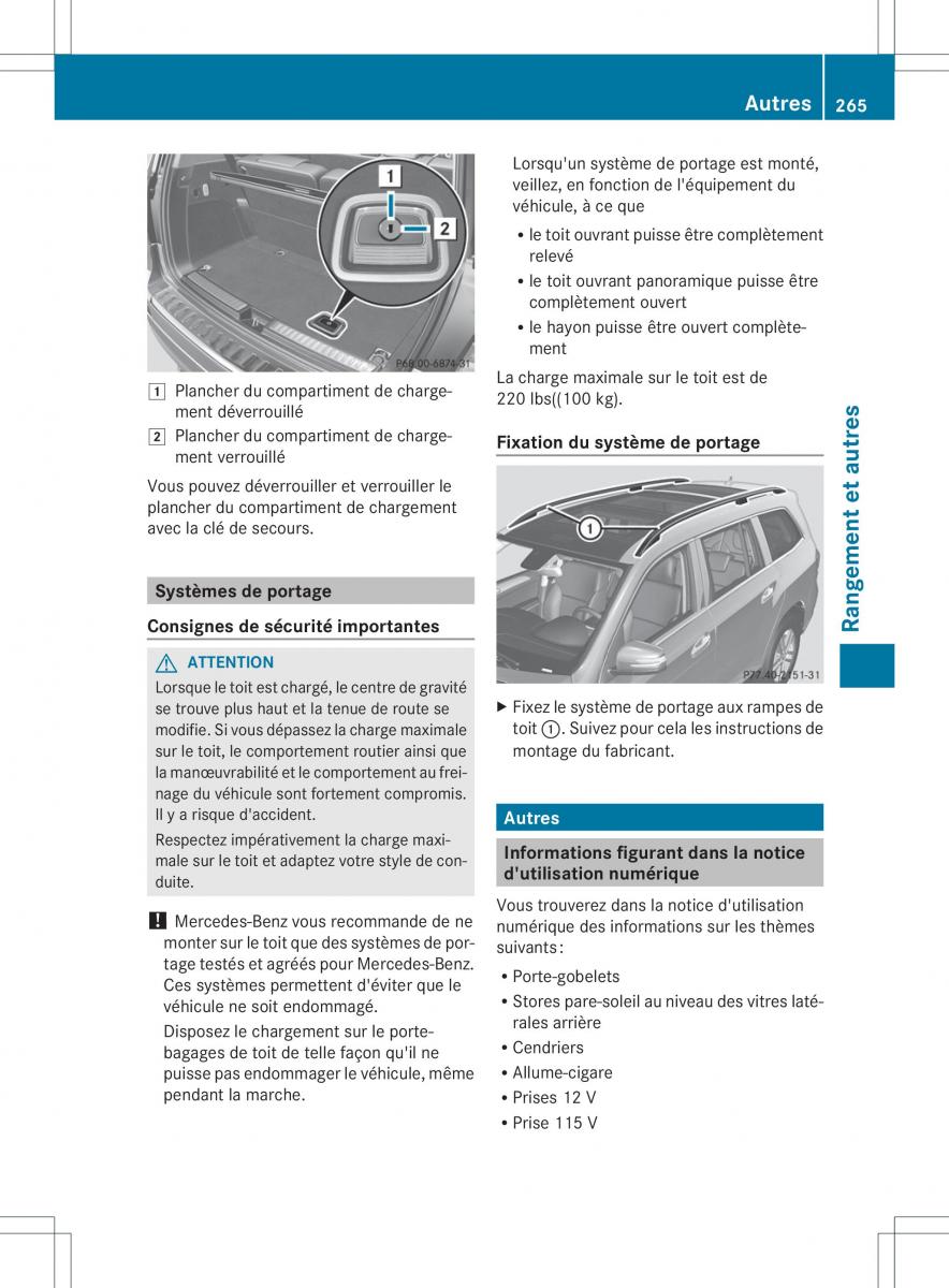 Mercedes Benz GL Class X166 manuel du proprietaire / page 267