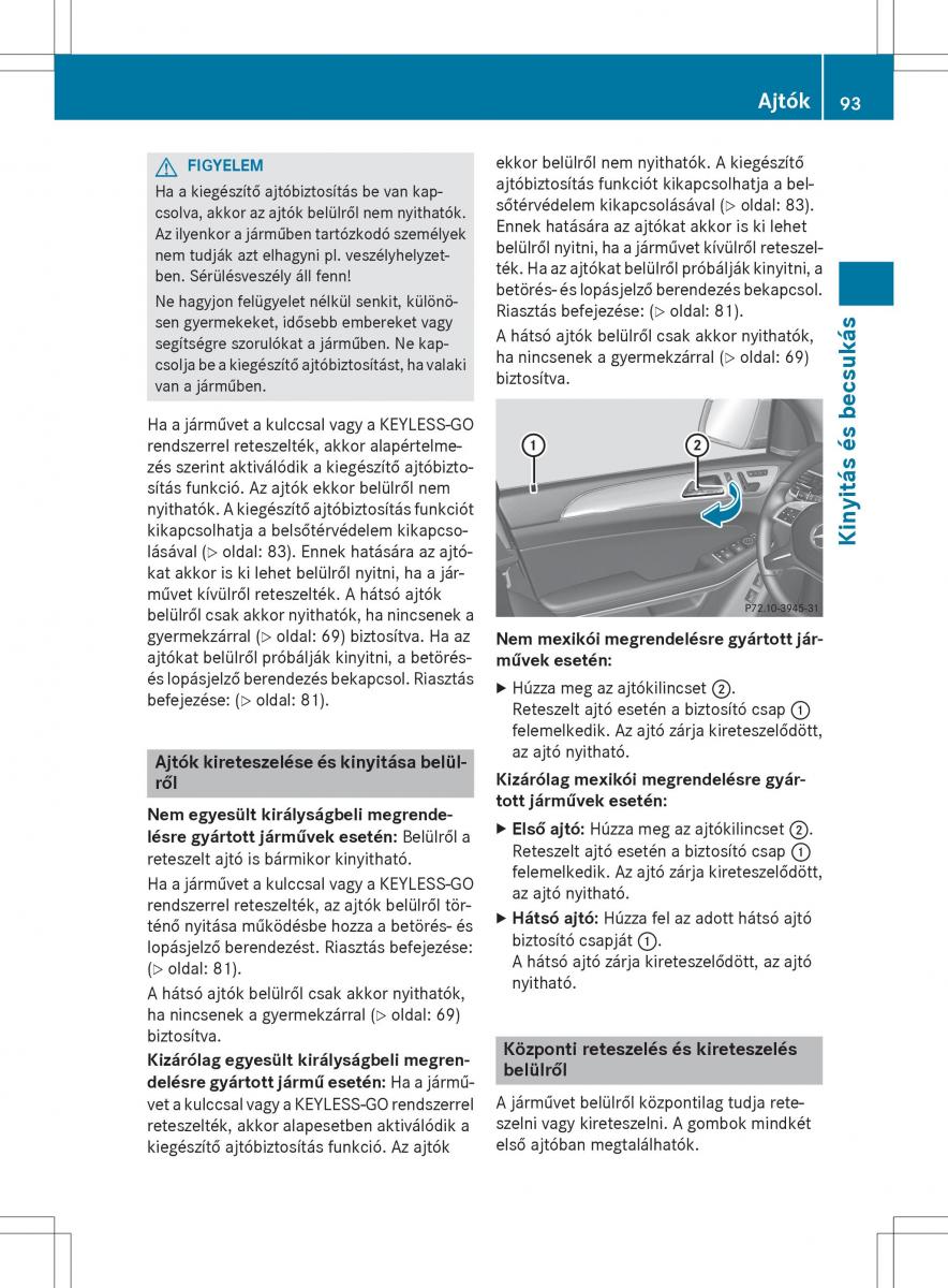 Mercedes Benz GL Class X166 Kezelesi utmutato / page 95