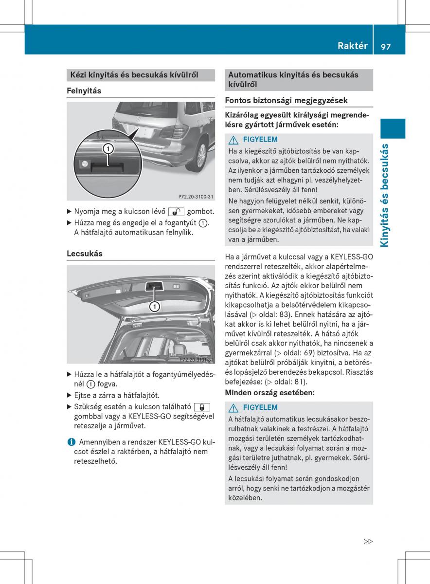 Mercedes Benz GL Class X166 Kezelesi utmutato / page 99