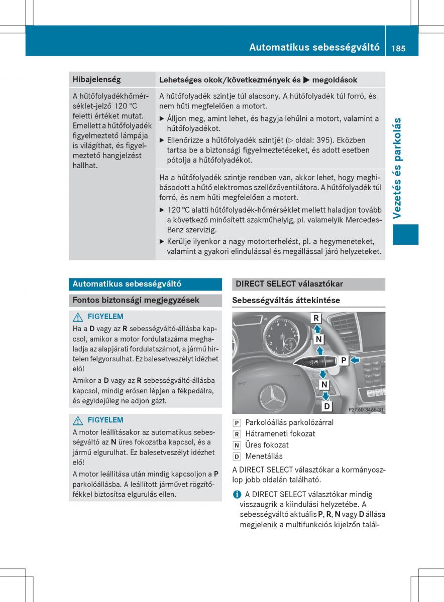 Mercedes Benz GL Class X166 Kezelesi utmutato / page 187