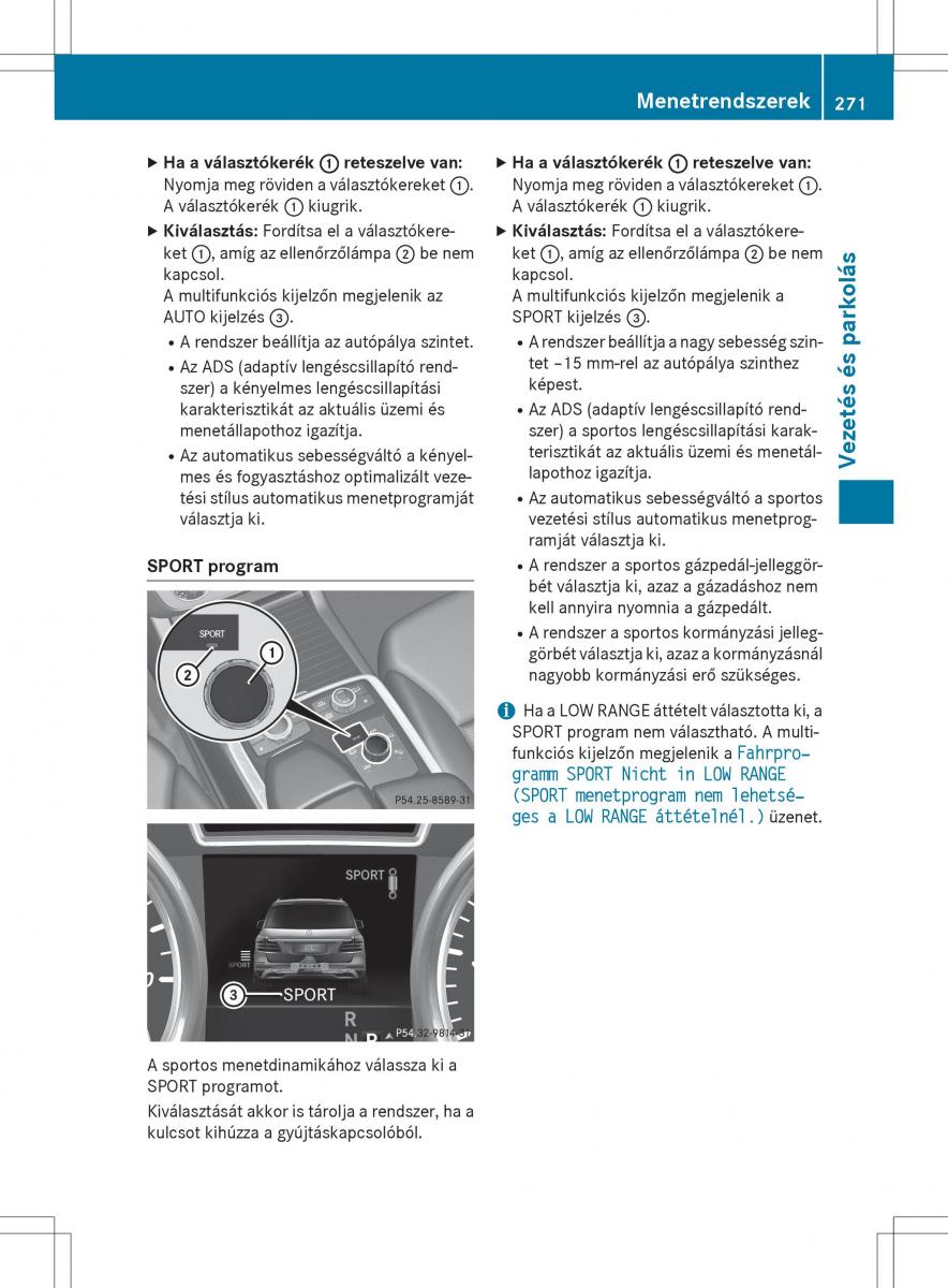 Mercedes Benz GL Class X166 Kezelesi utmutato / page 273