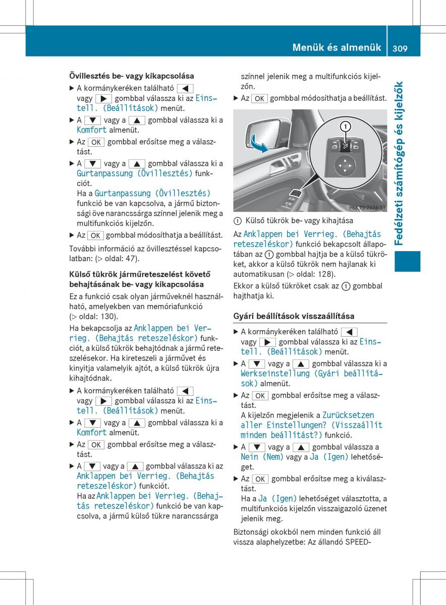 Mercedes Benz GL Class X166 Kezelesi utmutato / page 311