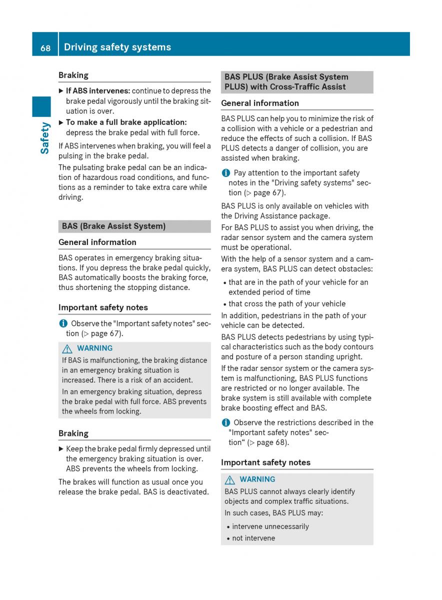 Mercedes Benz GLC Class owners manual / page 70