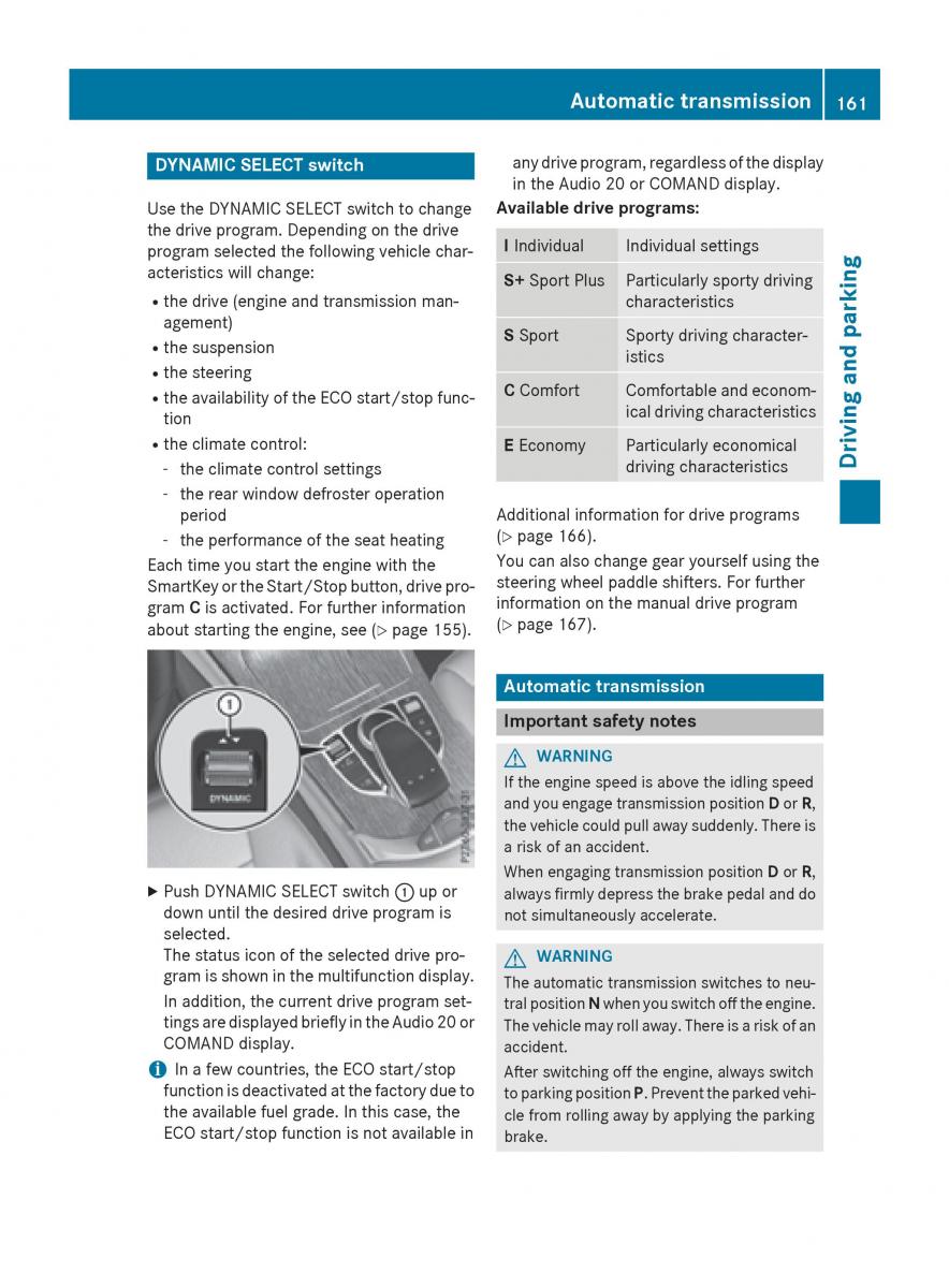 Mercedes Benz GLC Class owners manual / page 163